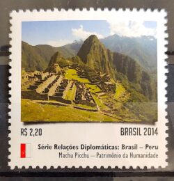 C 3373 Selo Relações Diplomáticas Brasil Peru Machu Pichu 2014