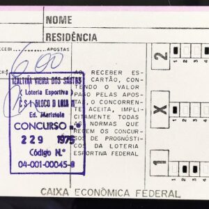 Cartão Loteria Esportiva Federal Concurso 229 1975