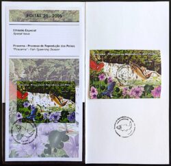 Cartela Edital e B 139 Bloco Piracema Reprodução dos Peixes Arara Ave Flora Fauna 2005