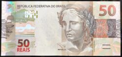 Cédula Flor de Estampa R$ 50 Reais Segunda Família IE 039.423.340 Meireles e Goldfajn
