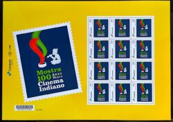 PB 35 Selo Personalizado Cinema Indiano Logo Gomado Microletras 2017 Folha G