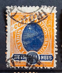 Selo RHM 100 20 Reis Ano 1902 Madrugada Republicana (Denteacao 11 Não Catalogada) 01