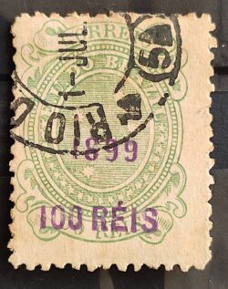 Selo RHM 130 Cruzeiro do Sul 100-50 Reis Ano 1899 Sobrecarca (Denteacao 11,5) 01