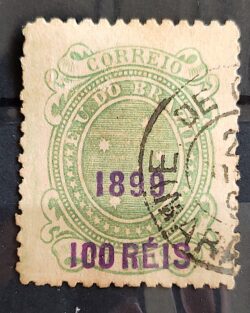 Selo RHM 130 Cruzeiro do Sul 100-50 Reis Ano 1899 Sobrecarca (Denteacao 11,5) 02