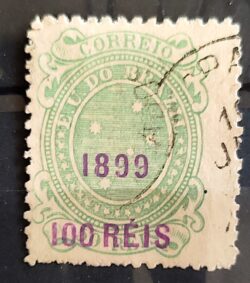 Selo RHM 130 Cruzeiro do Sul 100-50 Reis Ano 1899 Sobrecarca (Denteacao 11,5) 03