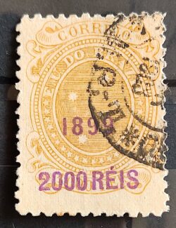 Selo RHM 135 Cruzeiro do Sul 2000-1000 Reis Ano 1899 Sobrecarca (Denteacao 11,5) 01