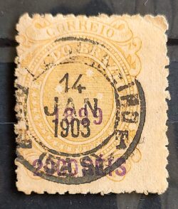 Selo RHM 135 Cruzeiro do Sul 2000-1000 Reis Ano 1899 Sobrecarca (Denteacao 11,5) 03