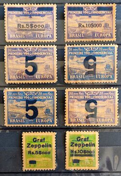 Série Réplica Selo Graf Zeppelin Com Variedade – 8 Selos