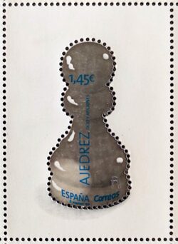 X 0532 Selo Xadrez Peão Espanha 2018 Quadra Recurso Especial Termocromático