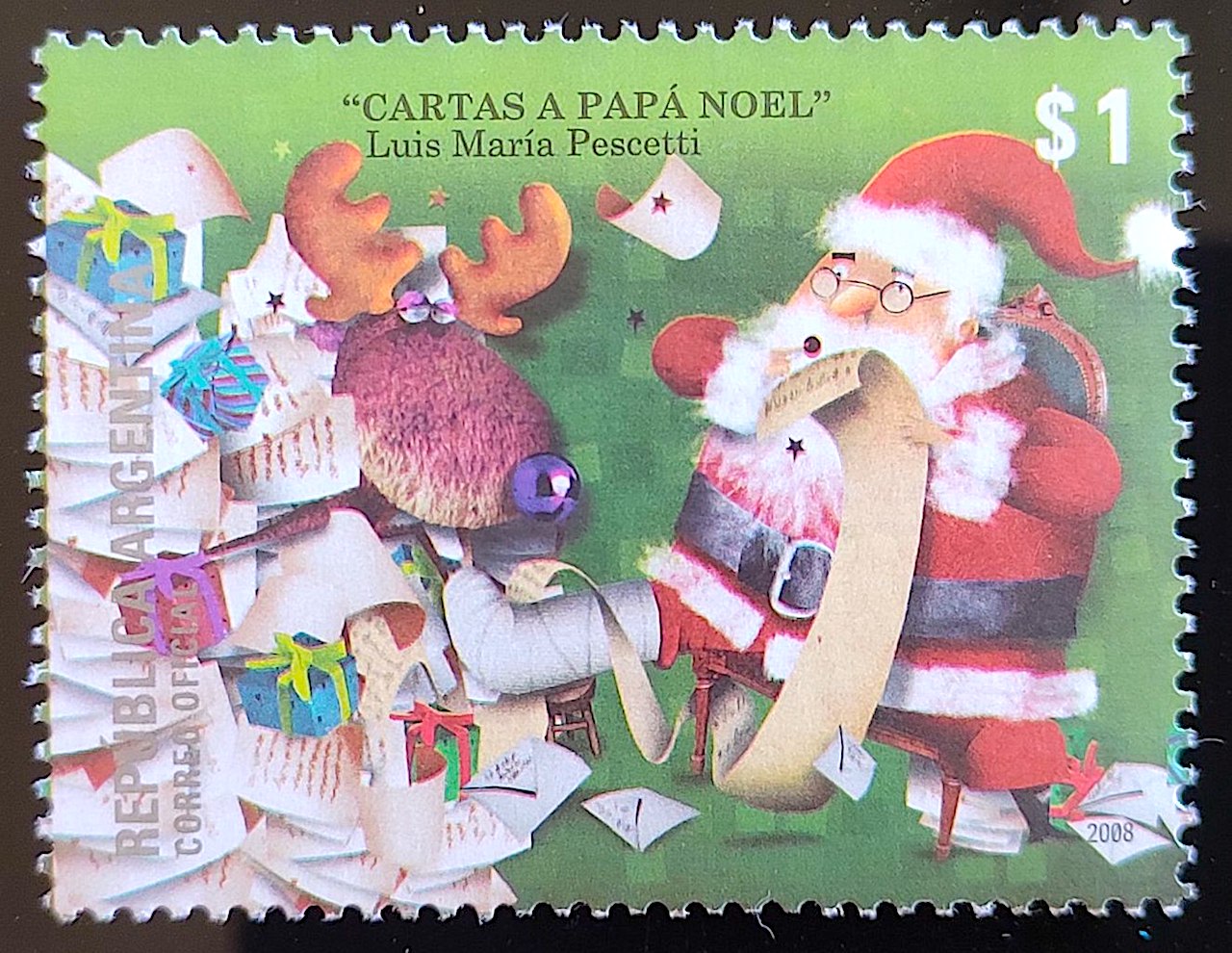 Argentina 2008 Selo Filatelia Infantil Crianca Servico Postal Papai Noel  Natal AR 3195