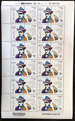 C 3227 Selo LUBRAPEX Língua Portuguesa Fernando Pessoa Literatura 2012 Folha