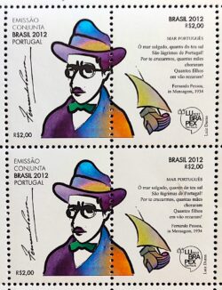 C 3227 Selo LUBRAPEX Língua Portuguesa Fernando Pessoa Literatura 2012 Quadra