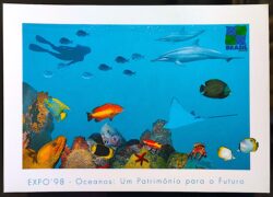 Cartao Postal Oficial dos Correios Oceanos Peixe Golfinho Coral 1998