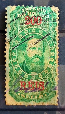 Imposto do Selo Fiscal Dom Pedro 200 Reis 1869 2