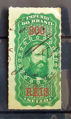Imposto do Selo Fiscal Dom Pedro 200 Reis 1869 3
