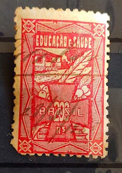 Imposto do Selo Fiscal Taxa de Contribuicao Educacao e Saude 200 Reis 1934 2