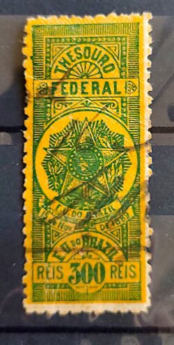 Imposto do Selo Fiscal Tesouro Federal 300 Reis 1
