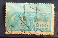 Imposto do Selo Fiscal Tesouro Nacional 200 Reis Azul 3