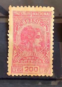 Imposto do Selo Fiscal Tesouro Nacional 200 Reis Coletorias Federais do Interior