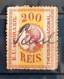 Imposto do Selo Fiscal Tesouro Nacional 200 Reis Tintureiro 1
