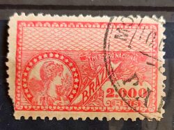 Imposto do Selo Fiscal Tesouro Nacional 2000 Reis Vermelho 1