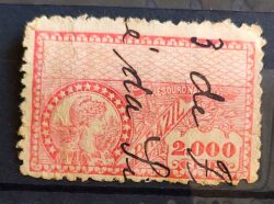 Imposto do Selo Fiscal Tesouro Nacional 2000 Reis Vermelho 2