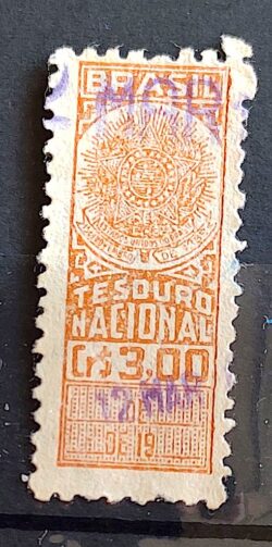 Imposto do Selo Fiscal Tesouro Nacional 3 Cruzeiros 1