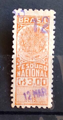 Imposto do Selo Fiscal Tesouro Nacional 3 Cruzeiros 2