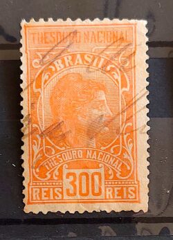 Imposto do Selo Fiscal Tesouro Nacional 300 Reis Laranja 1