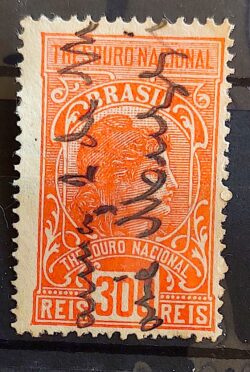 Imposto do Selo Fiscal Tesouro Nacional 300 Reis Laranja 3