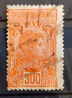 Imposto do Selo Fiscal Tesouro Nacional 300 Reis Laranja 4