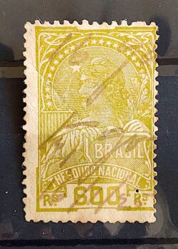 Imposto do Selo Fiscal Tesouro Nacional 600 Reis Verde Oliva 2