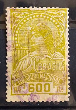 Imposto do Selo Fiscal Tesouro Nacional 600 Reis Verde Oliva 3