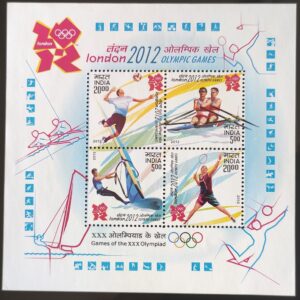India 2012 Selo Olimpiadas de Londres Volei Remo Canoagem IN BL102
