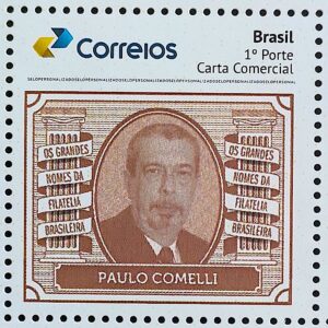PB 166 Selo Personalizado Grandes Nomes da Filatelia Brasileira Paulo Comelli 2020
