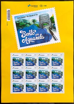 PB 169 Selo Personalizado Bento em Aquarela Serra Gaúcha 2020 Folha