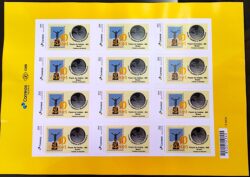 PB 174 Selo Personalizado 10 Anos do Clube Filatélico e Numismático de Poços de Caldas 2020 Folha