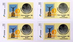 PB 174 Selo Personalizado 10 Anos do Clube Filatélico e Numismático de Poços de Caldas 2020 Quadra