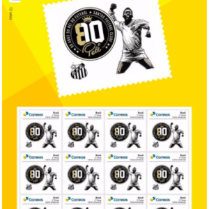 PB 175 Selo Personalizado 80 Anos do Pele Santos Futebol 2020 Folha