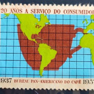 Selo Contribuicao Bureau Pan Americano do Cafe Mapa 1957