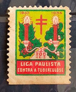 Selo Contribuicao Campanha Contra a Tuberculose Liga Paulista 1934