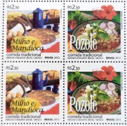 C 3215 Selo Relacoes Diplomaticas Brasil Mexico Gastronomia 2012 Quadra
