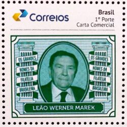 PB 176 Selo Personalizado Os Grandes Nomes da Filatelia Brasileira Leao Werner Marek 2020