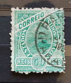 Selo RHM 101 50 Reis Ano 1902 Madrugada Republicana 01 Carimbo