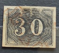 Selo RHM 13 Olho de Cabra Vertical 30 Reis Ano 1850 Império 08