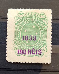 Selo RHM 130 Cruzeiro do Sul 100-50 Reis Ano 1899 Sobrecarca 05