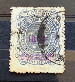 Selo RHM 132 Cruzeiro do Sul 500-300 Reis Ano 1899 Sobrecarca 01