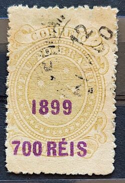 Selo RHM 133 Cruzeiro do Sul 700-500 Reis Ano 1899 Sobrecarca 02