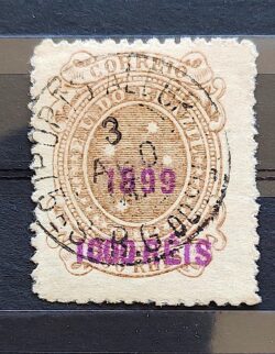 Selo RHM 134 Cruzeiro do Sul 1000-700 Reis Ano 1899 Sobrecarca 01