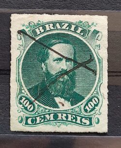 Selo RHM 34 Dom Pedro II 100 Reis Ano 1876 Império Perce 03